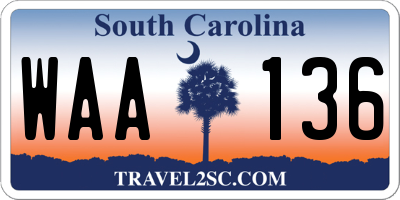 SC license plate WAA136