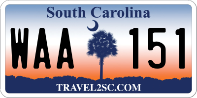 SC license plate WAA151