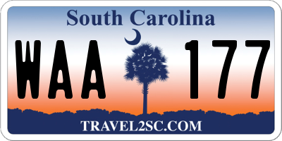 SC license plate WAA177