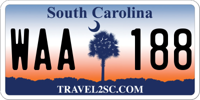 SC license plate WAA188