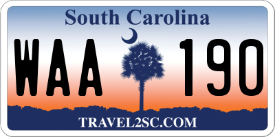 SC license plate WAA190