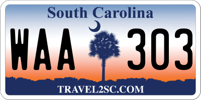 SC license plate WAA303