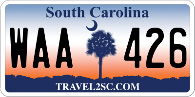SC license plate WAA426