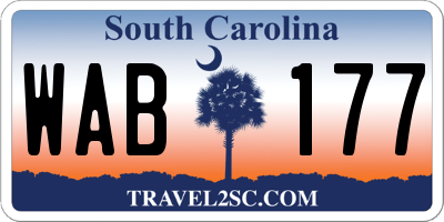 SC license plate WAB177
