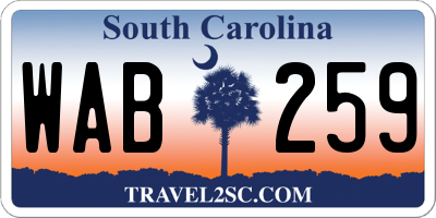 SC license plate WAB259