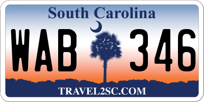 SC license plate WAB346