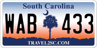 SC license plate WAB433