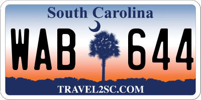 SC license plate WAB644