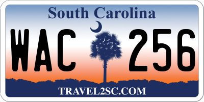 SC license plate WAC256
