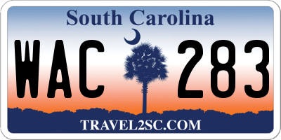 SC license plate WAC283