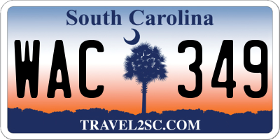 SC license plate WAC349