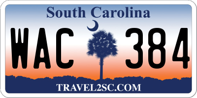 SC license plate WAC384
