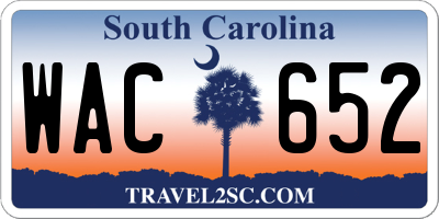 SC license plate WAC652