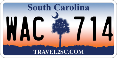 SC license plate WAC714