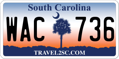 SC license plate WAC736