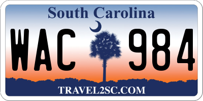 SC license plate WAC984
