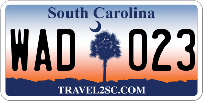 SC license plate WAD023
