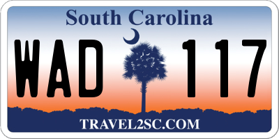 SC license plate WAD117