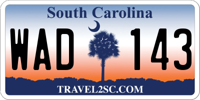 SC license plate WAD143
