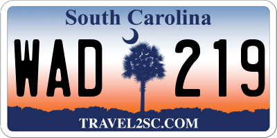 SC license plate WAD219