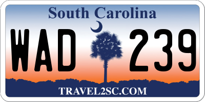 SC license plate WAD239