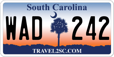 SC license plate WAD242