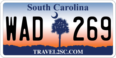 SC license plate WAD269