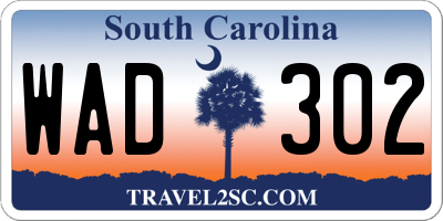 SC license plate WAD302