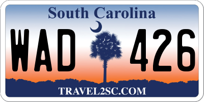 SC license plate WAD426