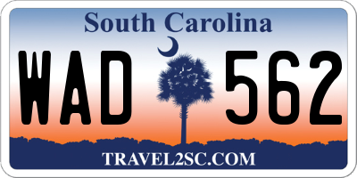SC license plate WAD562