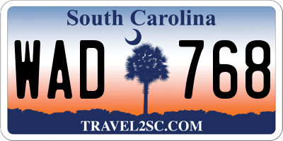 SC license plate WAD768