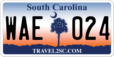 SC license plate WAE024