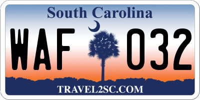 SC license plate WAF032