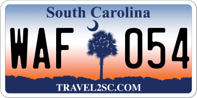 SC license plate WAF054