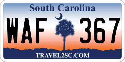 SC license plate WAF367