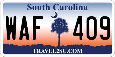 SC license plate WAF409
