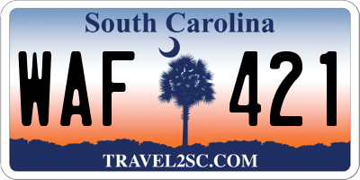 SC license plate WAF421