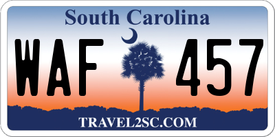 SC license plate WAF457