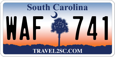 SC license plate WAF741