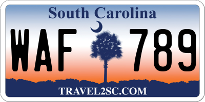 SC license plate WAF789