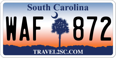 SC license plate WAF872