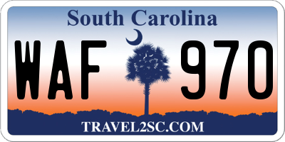 SC license plate WAF970