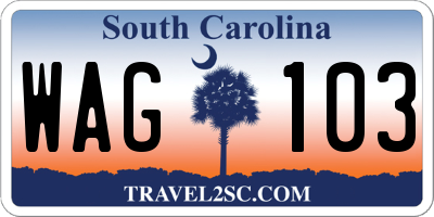 SC license plate WAG103