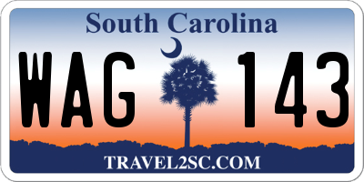 SC license plate WAG143