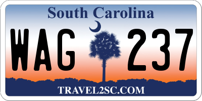SC license plate WAG237