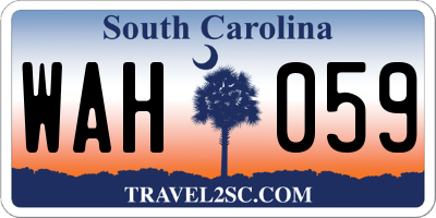 SC license plate WAH059