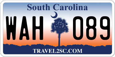 SC license plate WAH089