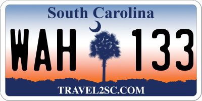 SC license plate WAH133