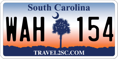 SC license plate WAH154