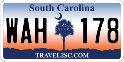 SC license plate WAH178